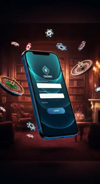 Overzicht van het beveiligde inlogscherm van Blitz Casino met opties voor e-mail, wachtwoord en itsme® authenticatie, omringd door grafische elementen die veiligheid en gemak symboliseren.